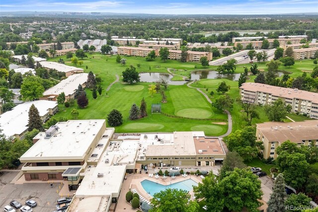 695 S Alton Way Unit 9C, Denver, CO 80247 - drone / aerial view of a golf course and a large body of water
