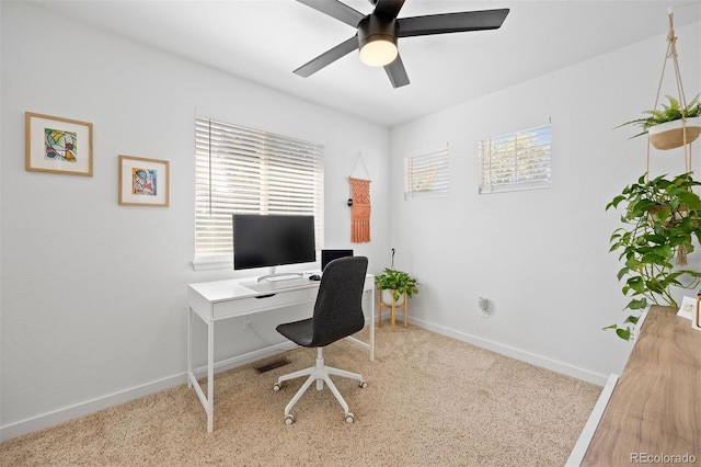 3357 Holly Hock Ct, Castle Rock, CO 80109 - carpeted office with baseboards and ceiling fan