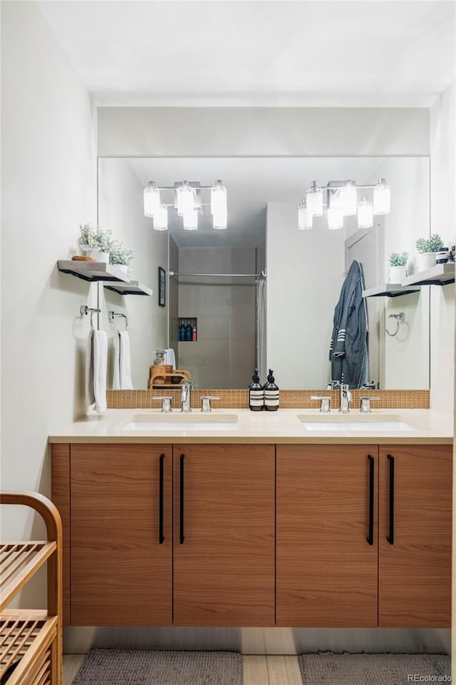 3420 W 32nd Ave Unit 203, Denver, CO 80211 - bathroom with double vanity and a shower