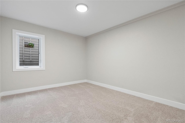 spare room with baseboards and carpet flooring