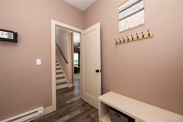 251 Grand Elk Way, Granby, CO 80446 - mudroom with baseboard heating and dark wood-style floors