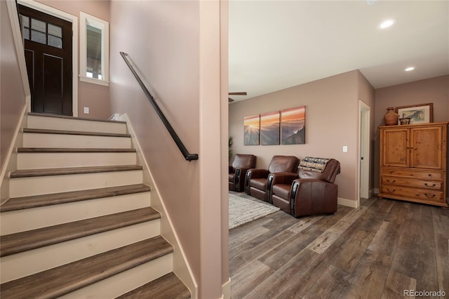 251 Grand Elk Way, Granby, CO 80446 - stairway with wood finished floors, recessed lighting, and a ceiling fan