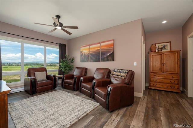 251 Grand Elk Way, Granby, CO 80446 - living room with ceiling fan, dark wood-type flooring, and recessed lighting