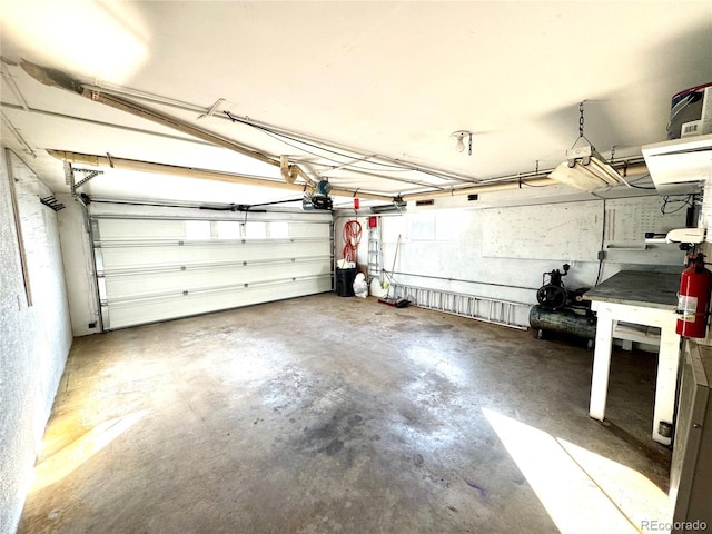 garage with a garage door opener