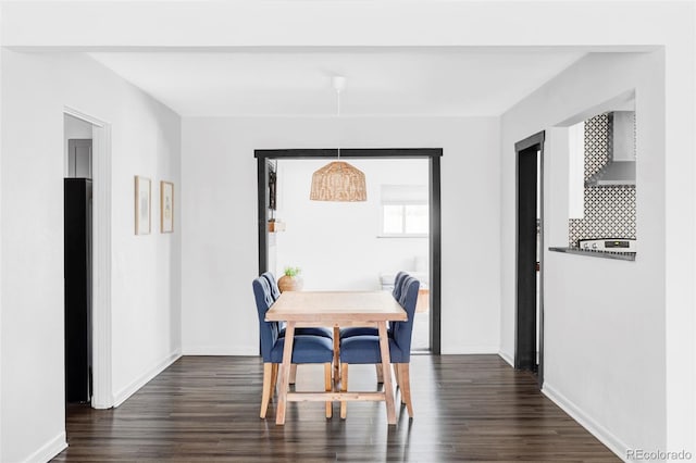 dining room featuring baseboards and dark wood finished floors