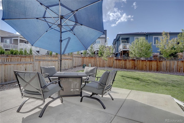 view of patio featuring a fenced backyard