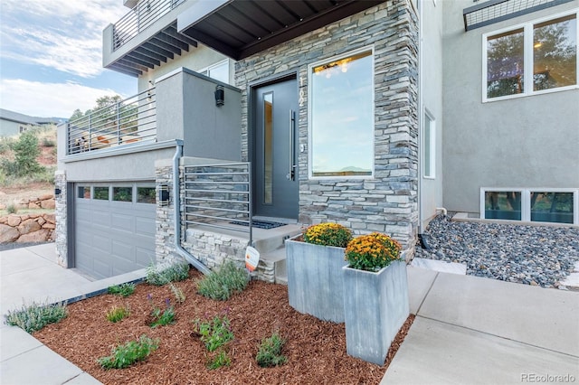 property entrance featuring a garage