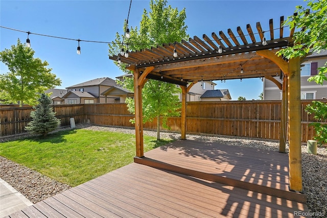 25486 E 4th Pl, Aurora, CO 80018 - wooden terrace with a pergola and a fenced backyard