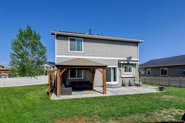 back of house with a patio, a gazebo, and entry steps