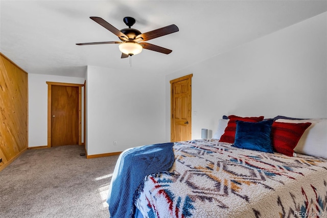 bedroom with carpet and ceiling fan