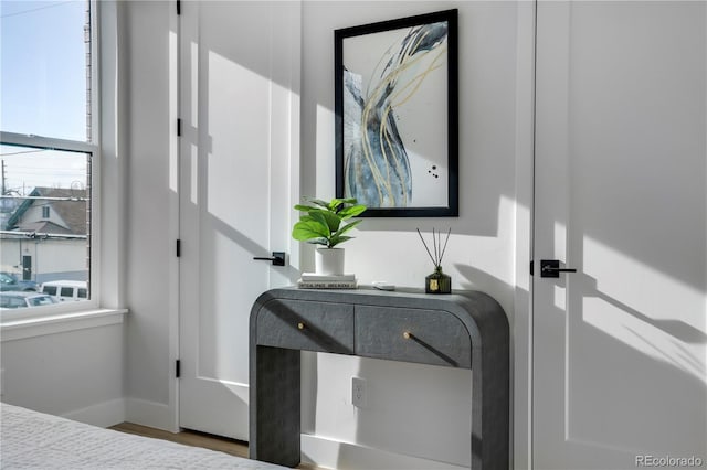 detailed view of wood finished floors and baseboards