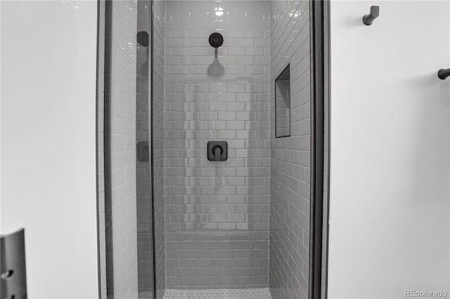 bathroom with a shower stall