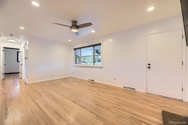 4244 W Monmouth Ave, Littleton, CO 80123 - spare room with a ceiling fan, light wood-style floors, and recessed lighting
