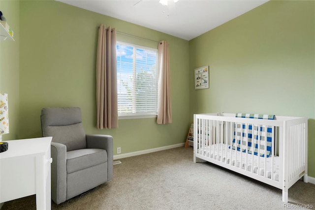 737 Novick Ct, Castle Rock, CO 80109 - carpeted bedroom featuring baseboards, a nursery area, and ceiling fan
