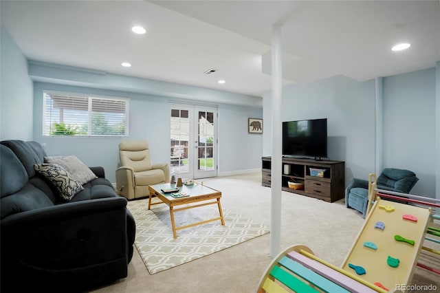 737 Novick Ct, Castle Rock, CO 80109 - carpeted living room with recessed lighting and french doors