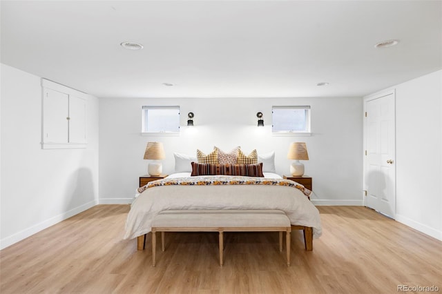 bedroom featuring light hardwood / wood-style flooring