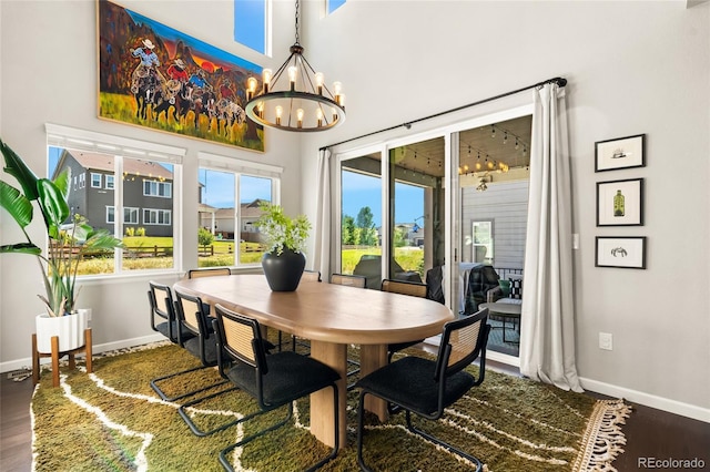 4778 Ravencrest Pl, Castle Rock, CO 80108 - dining space with wood finished floors and a chandelier