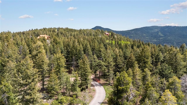 8701 Majestic View Dr, Conifer, CO 80433 - view of mountain backdrop featuring a heavily wooded area