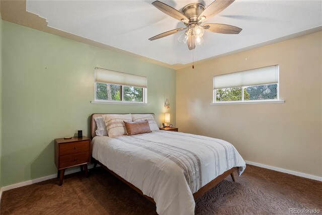 8701 Majestic View Dr, Conifer, CO 80433 - bedroom with baseboards and ceiling fan