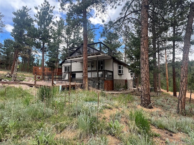 187 Johnson Rd, Bailey, CO 80421 - view of front of property featuring a wooden deck