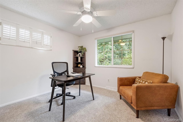 8369 W 77th Way, Arvada, CO 80005 - carpeted office with a textured ceiling and a ceiling fan