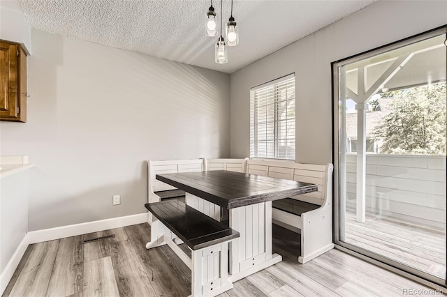 10685 W Apishapa Pass, Littleton, CO 80127 - dining area with light wood-style floors, a textured ceiling, and baseboards