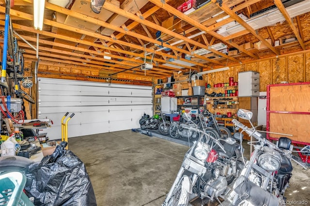 garage with a garage door opener