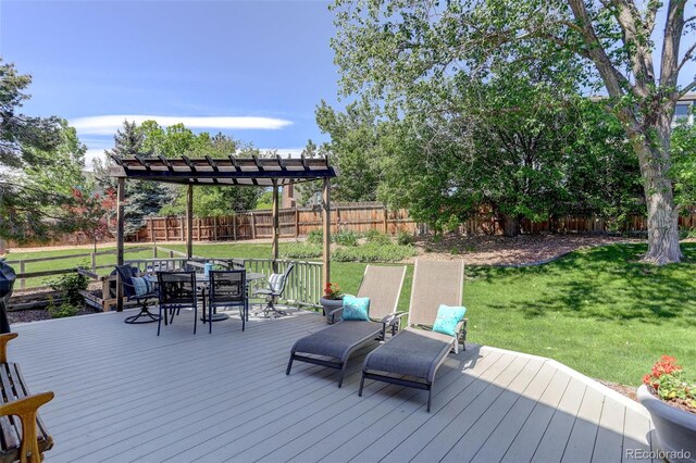 7877 W 110th Dr, Westminster, CO 80021 - wooden deck with outdoor dining space