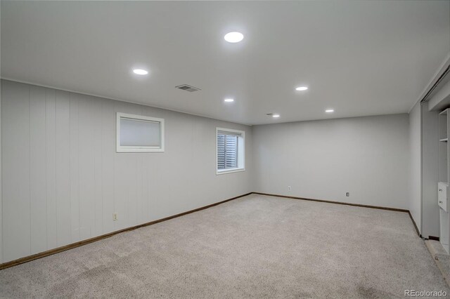 7877 W 110th Dr, Westminster, CO 80021 - below grade area featuring recessed lighting, light colored carpet, and baseboards