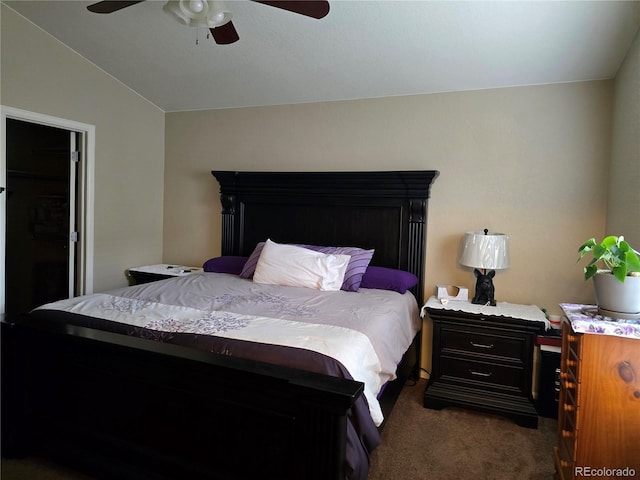 5131 Delphinium Cir, Brighton, CO 80601 - bedroom with carpet flooring, lofted ceiling, and ceiling fan