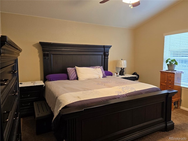 5131 Delphinium Cir, Brighton, CO 80601 - carpeted bedroom featuring lofted ceiling and ceiling fan