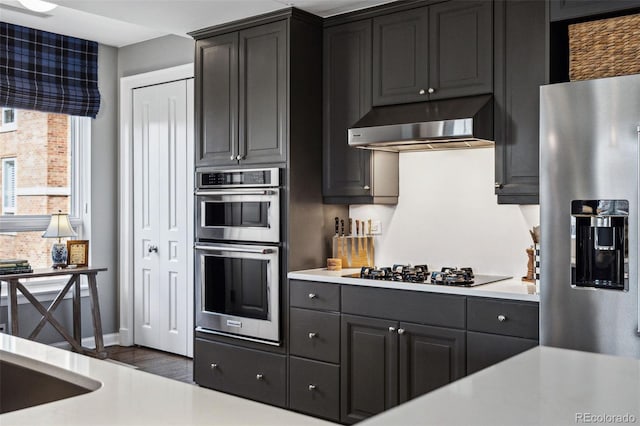 kitchen with stainless steel appliances and extractor fan