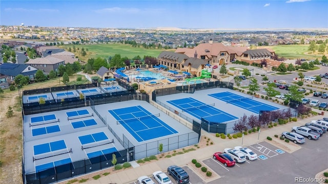 drone / aerial view featuring golf course view