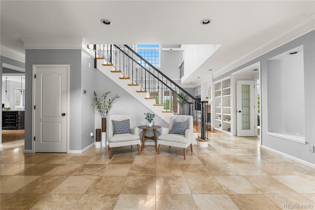 18963 E Long Ave, Centennial, CO 80016 - staircase featuring ornamental molding and recessed lighting