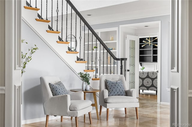 18963 E Long Ave, Centennial, CO 80016 - staircase with ornamental molding and baseboards