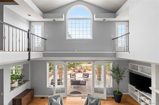 18963 E Long Ave, Centennial, CO 80016 - living area with high vaulted ceiling and wood finished floors