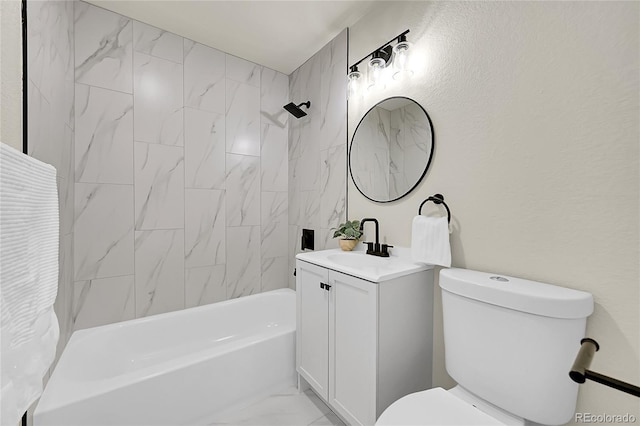 full bathroom with vanity, shower / bath combination with curtain, and toilet