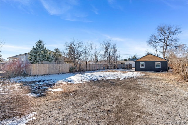 view of yard covered in snow