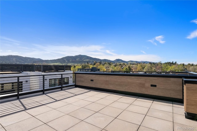 view of patio featuring a mountain view