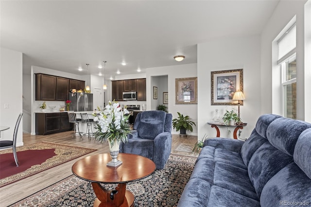 living room featuring light hardwood / wood-style floors