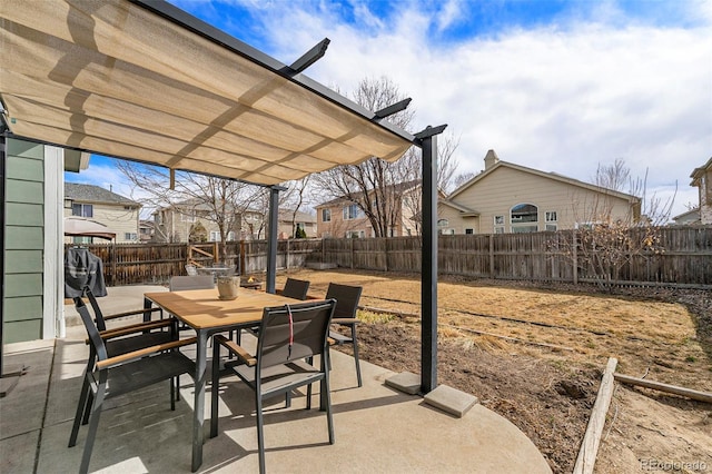 view of patio / terrace with a fenced backyard and outdoor dining space