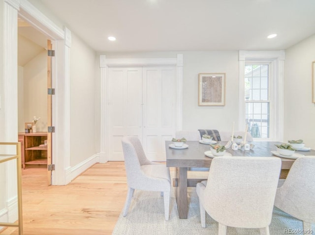 541 Fox St, Denver, CO 80204 - dining area with light wood-type flooring and recessed lighting