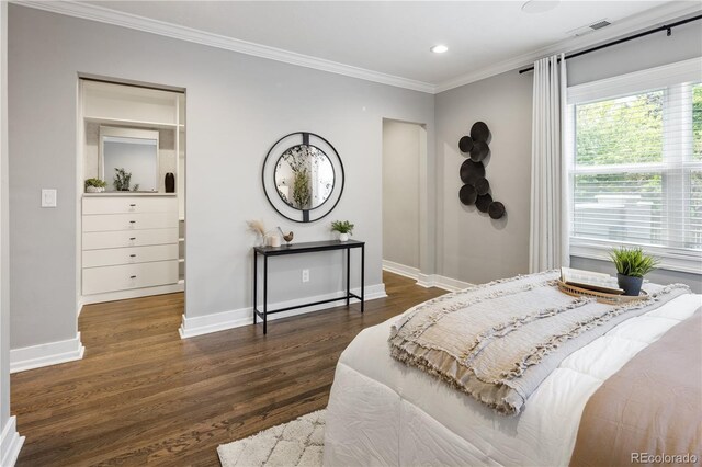 420 N Colorado Blvd, Denver, CO 80206 - bedroom with crown molding, wood finished floors, baseboards, and recessed lighting