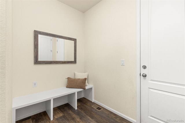 mudroom with dark wood-type flooring