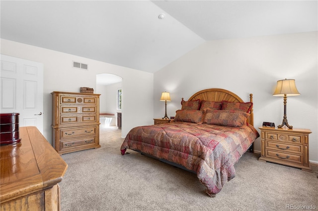 3102 White Oak Trl, Highlands Ranch, CO 80129 - carpeted bedroom with arched walkways and vaulted ceiling