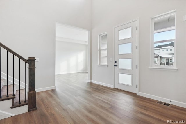 foyer entrance featuring hardwood / wood-style floors