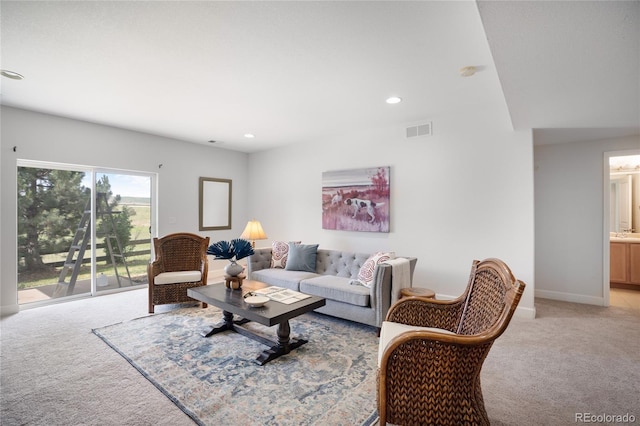 15502 E Flower Mound Pl, Parker, CO 80134 - living room featuring light colored carpet and recessed lighting