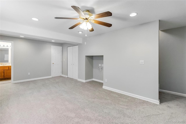 1526 Braewood Ave, Littleton, CO 80129 - unfurnished bedroom featuring light colored carpet, recessed lighting, baseboards, a closet, and ceiling fan