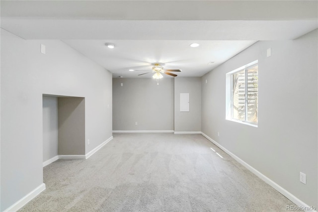 1526 Braewood Ave, Littleton, CO 80129 - unfurnished room with ceiling fan, light carpet, baseboards, and recessed lighting