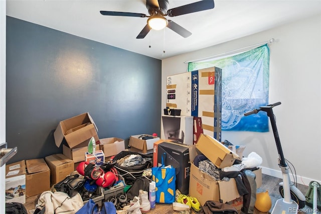 miscellaneous room with ceiling fan